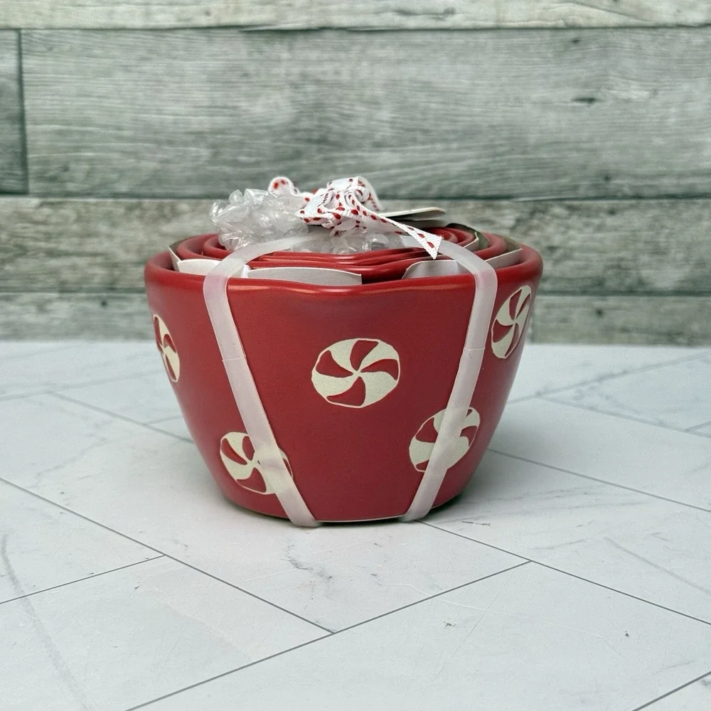 Rae Dunn Peppermint Candy Measuring Cups Magenta Christmas Collection